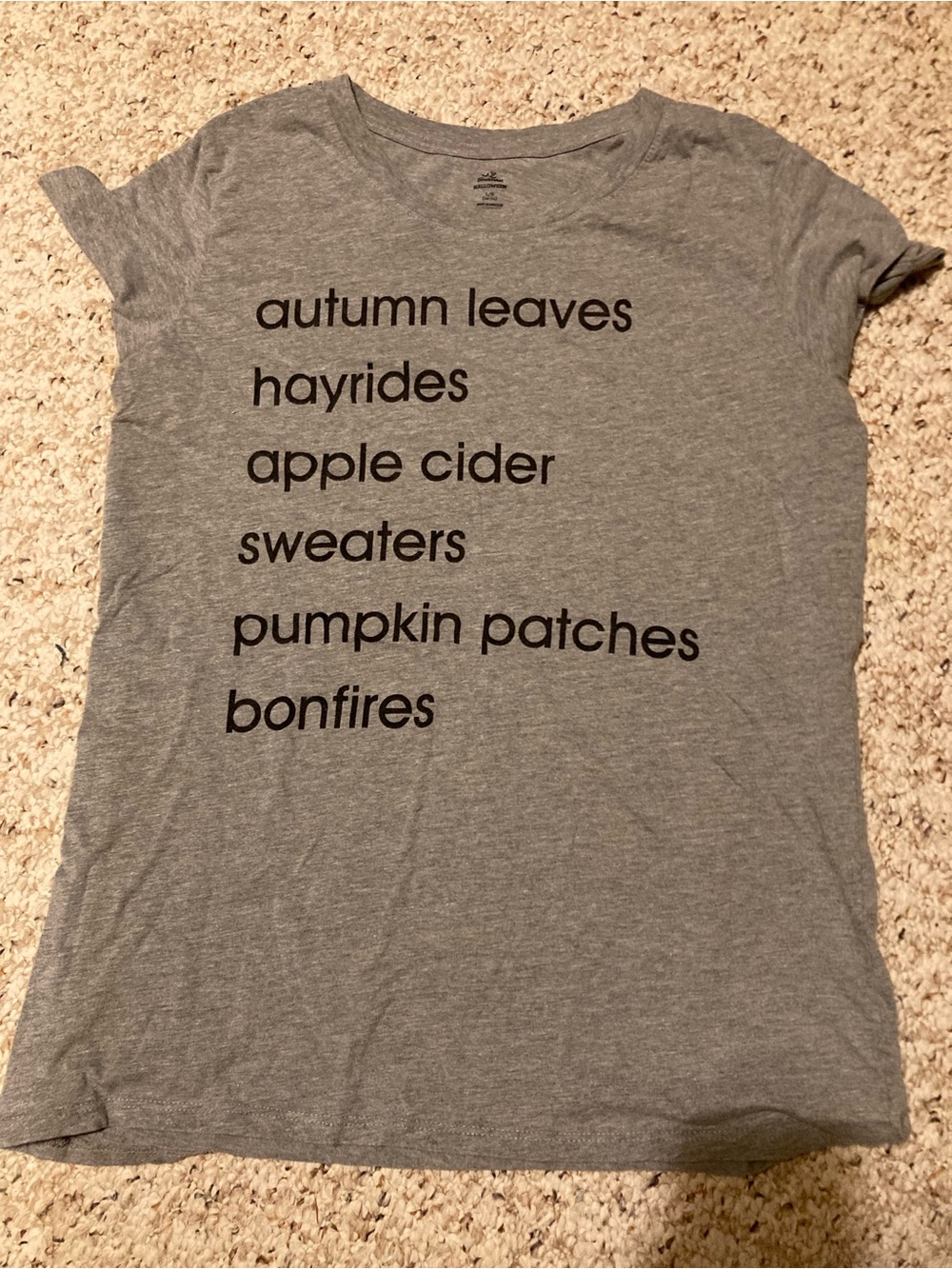 Women’s Gray Graphic Tee - Autumn Leaves Text